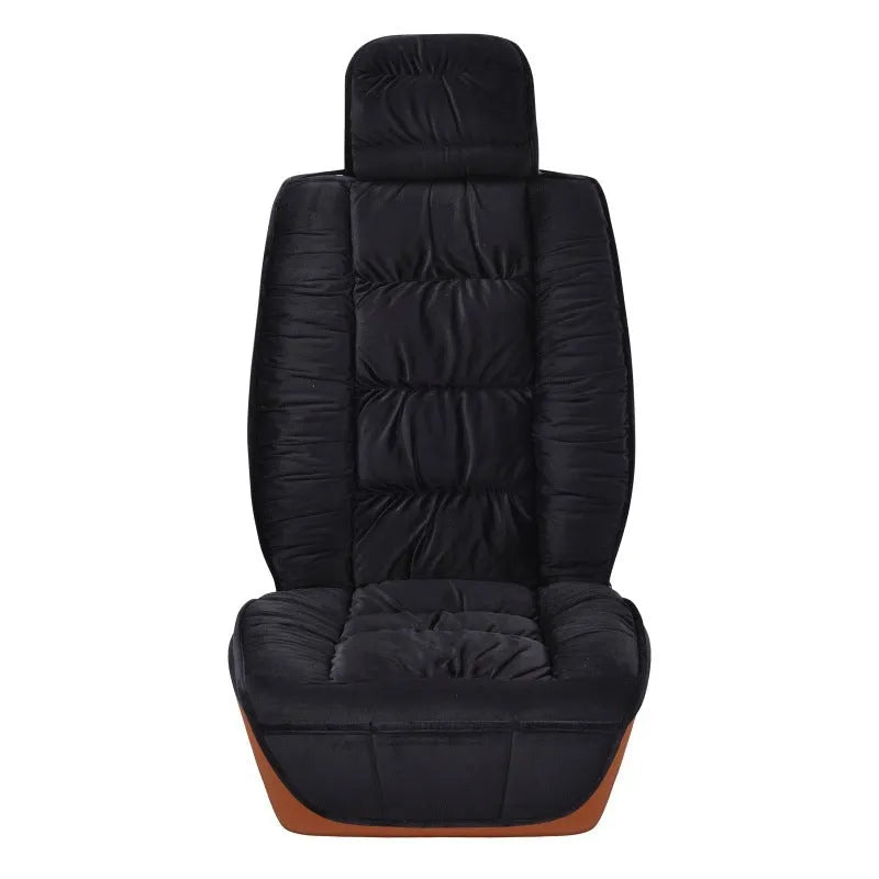 Winter short plush car seat cushion in available colours showing all-inclusive design