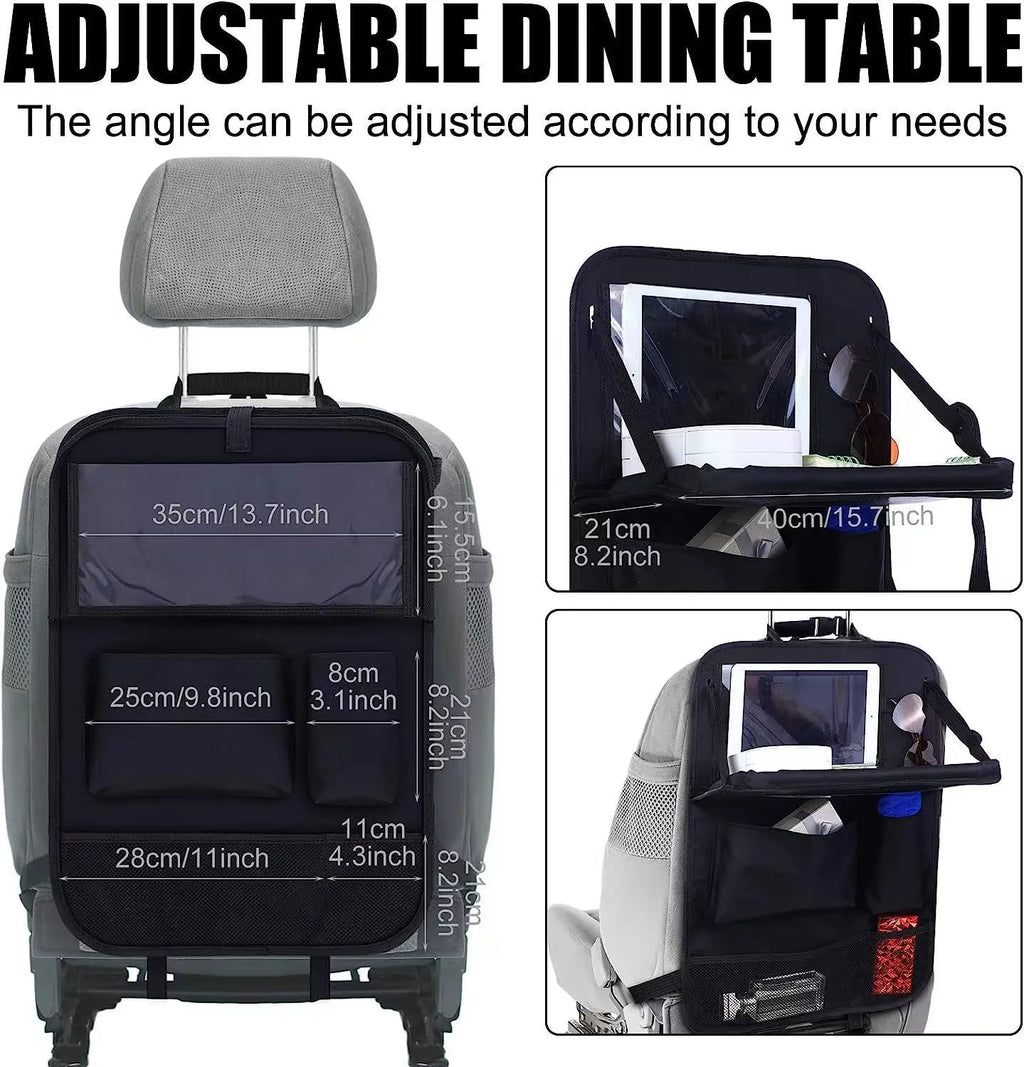 Black Oxford cloth car seat back storage bag for organising buggy accessories and baby essentials