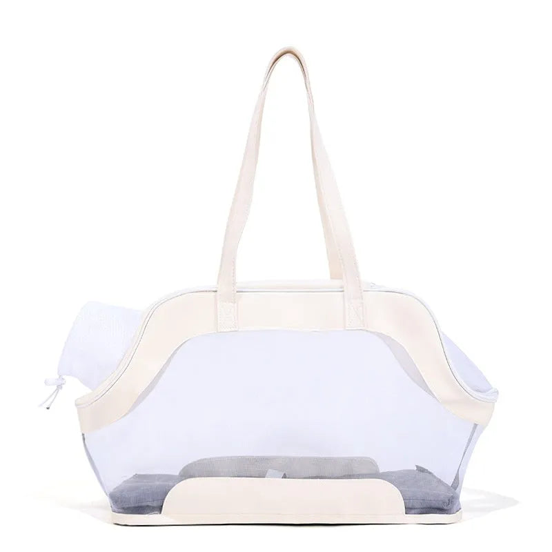 Leather cat outing carry bag with 25 litre capacity in medium hardness construction