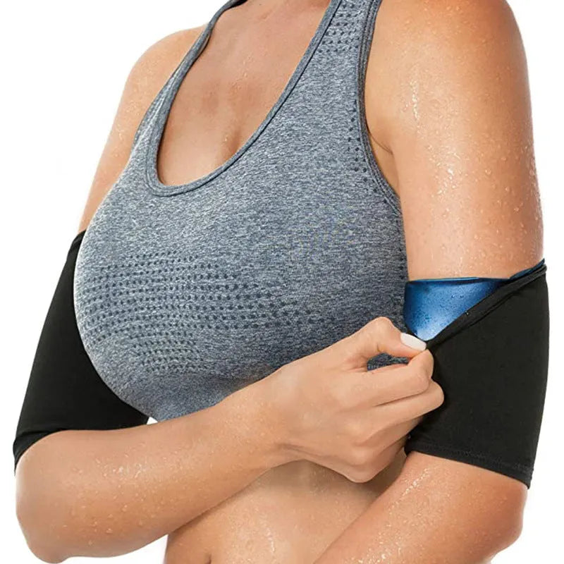 Sports arm sweatband in blue, silver, black and red, and black and yellow colours for comprehensive fitness.