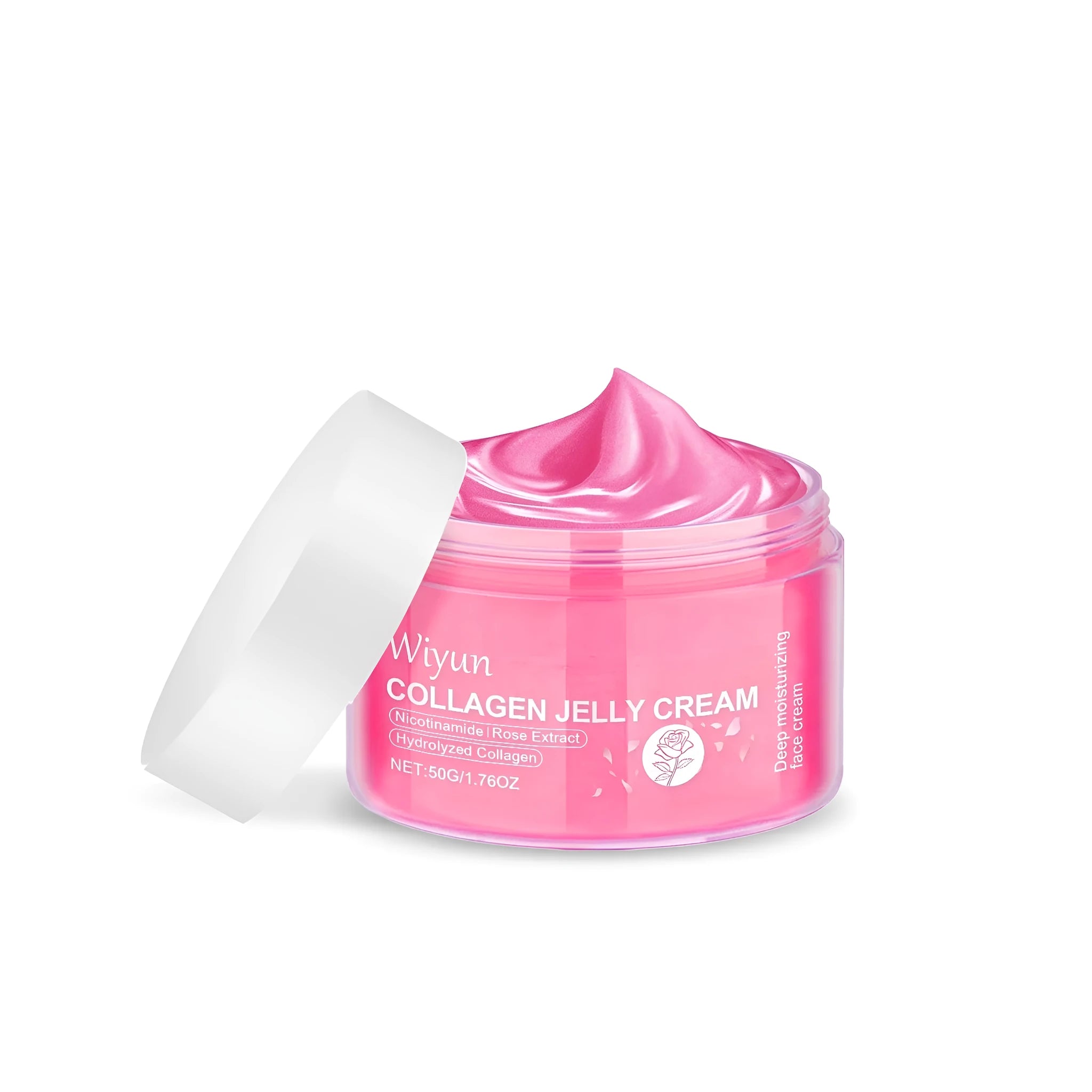 50g jar of collagen rose jelly cream with jelly texture facial moisturiser