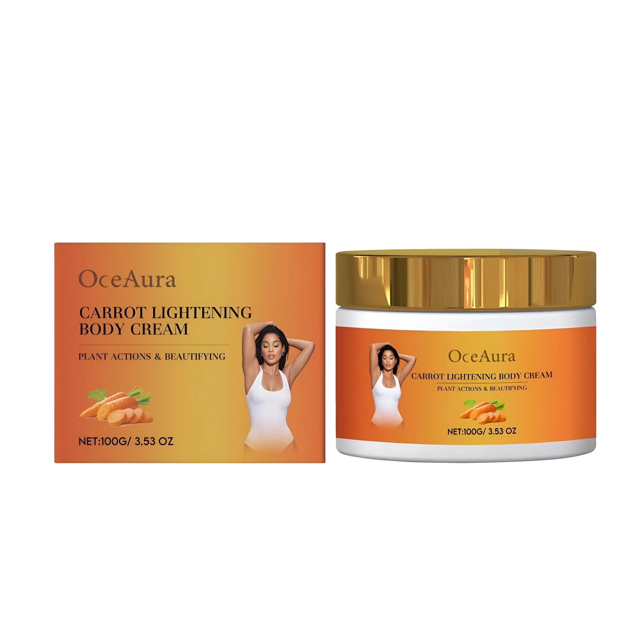 100g tube of carrot lightening body cream with licorice extract and vitamin C for skin brightening