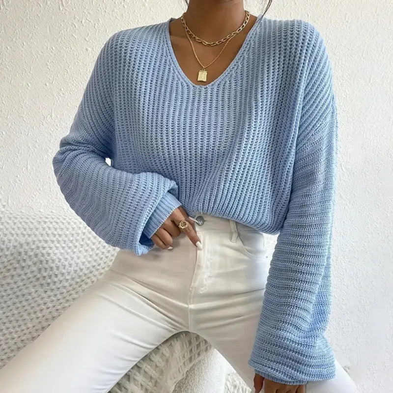Solid colour long sleeve pullover for women in polyester, shown in available colours