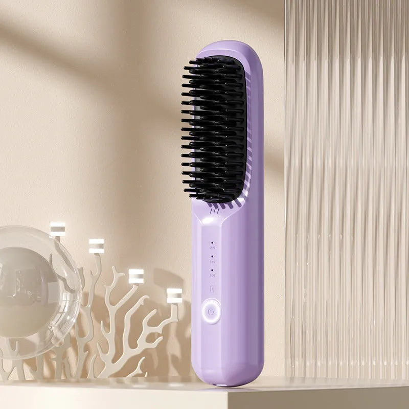 Anion wireless straight comb in beige, black, pink, or purple with Type-C charging port