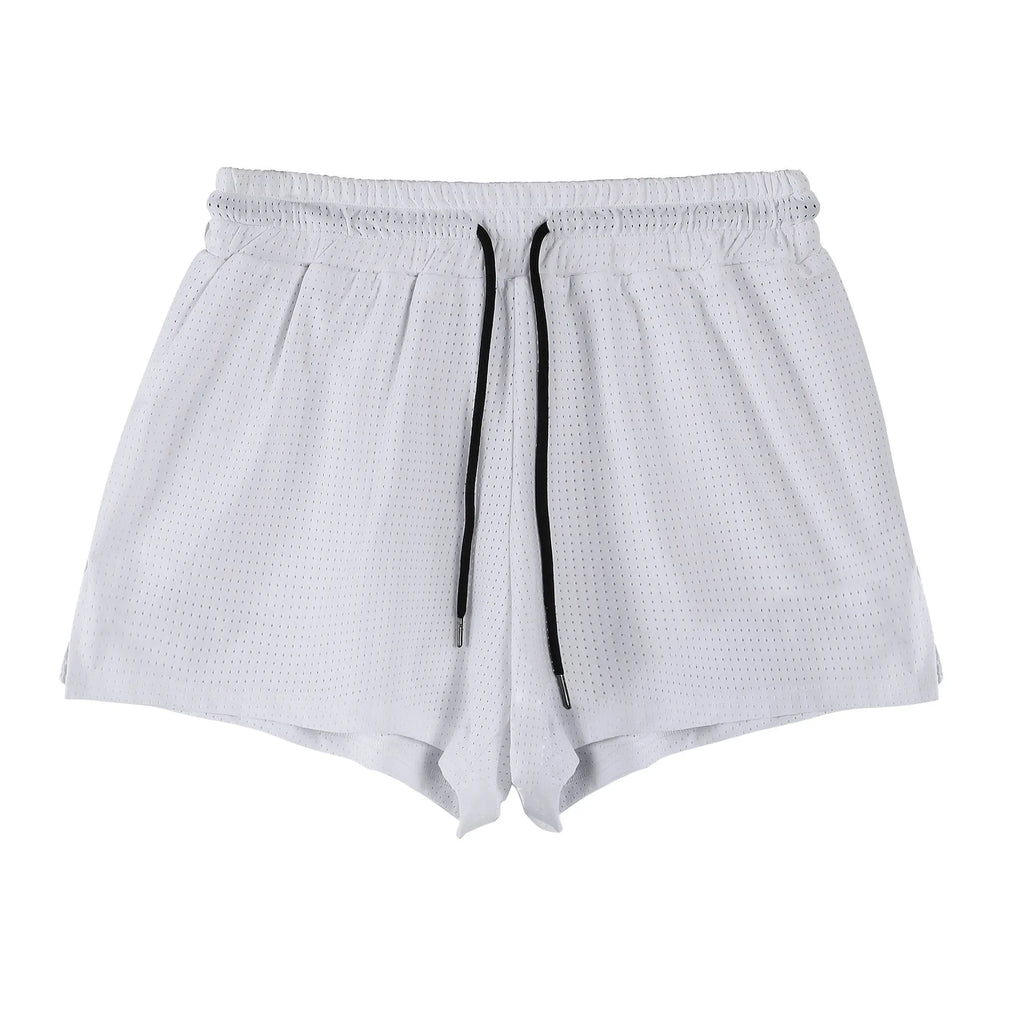 Men's black and white quick-drying nylon summer shorts for sports and casual wear