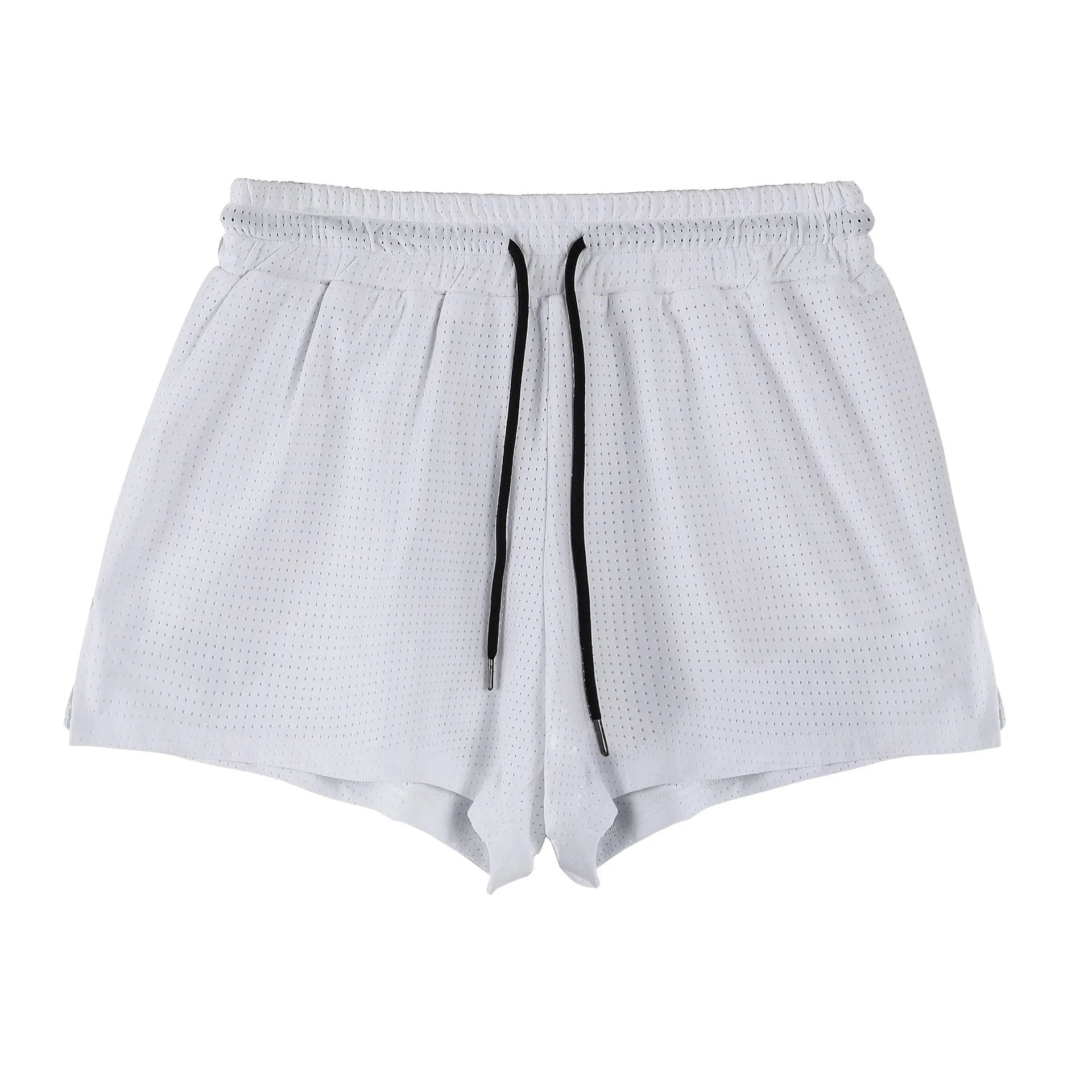 Men's black and white quick-drying nylon summer shorts for sports and casual wear