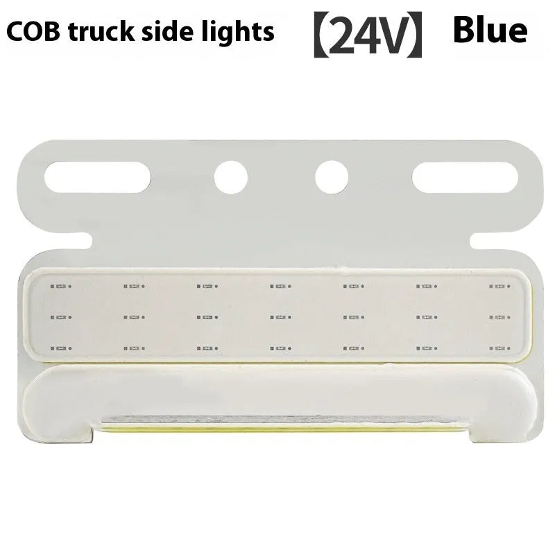 Super bright COB LED truck side light with aluminium alloy waterproof housing in red, yellow, green, blue, or white.