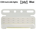 Super bright COB LED truck side light with aluminium alloy waterproof housing in red, yellow, green, blue, or white.