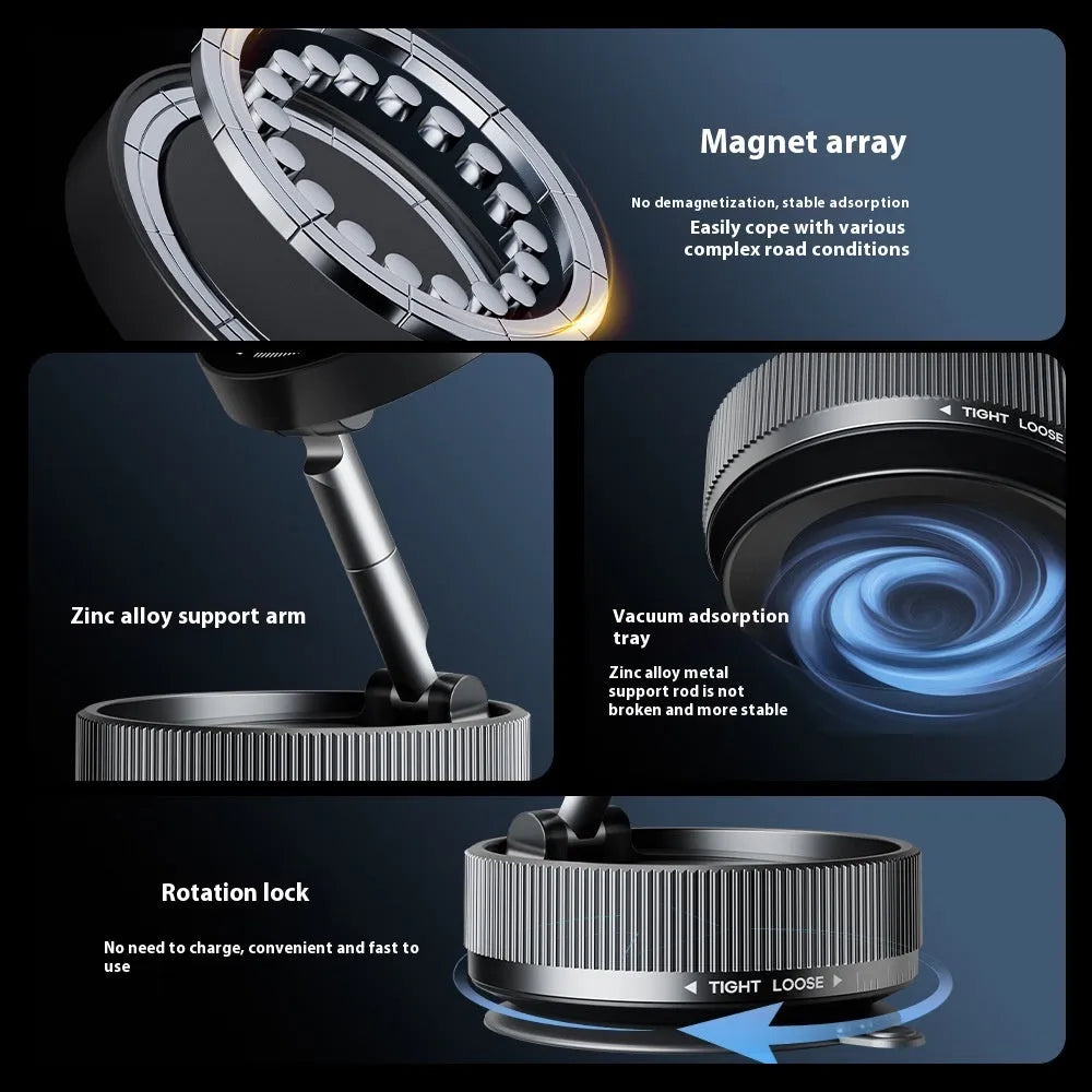 Vacuum magnetic suction 720-degree rotating phone bracket in Night Blue Metal Black