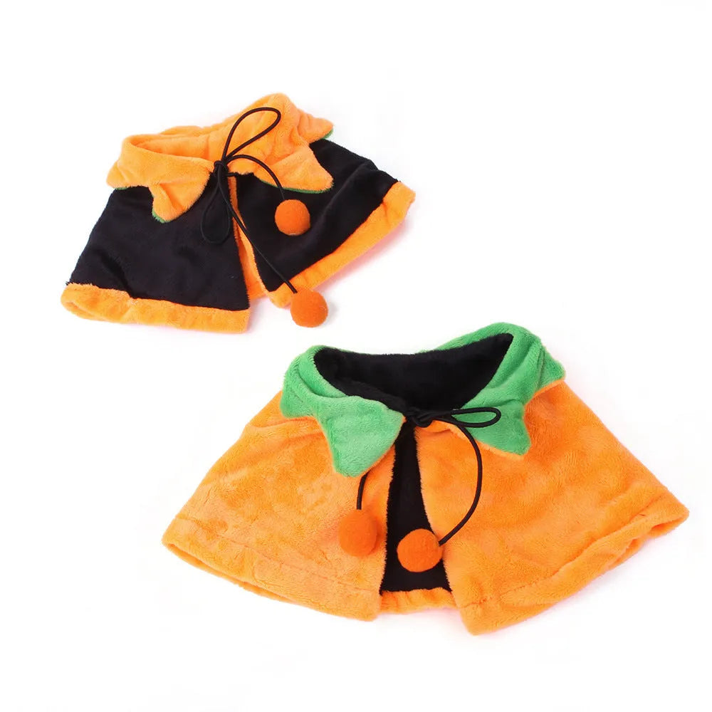 Double-sided Halloween pumpkin plush pet cloak for dogs and cats in B05401 colour