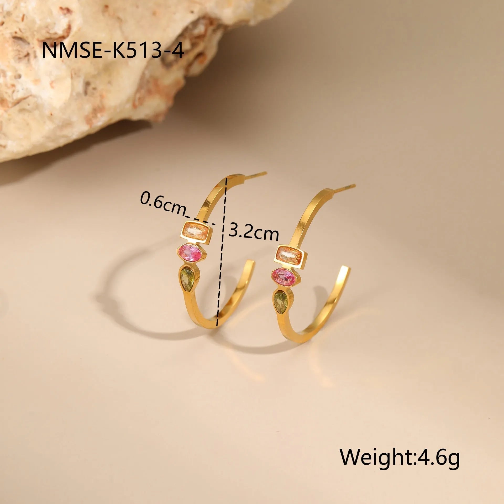 Geometric gold-plated jewellery set with zircon necklace, earrings, and ring on adjustable chain