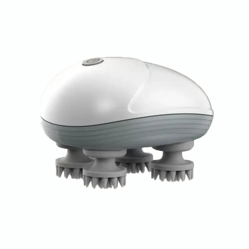 Blue electric pet massager with four rotating heads and soft massage nodes