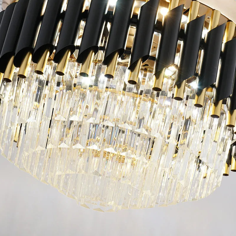 Crystal chandelier ceiling fan light with remote control in 42 or 48 inch diameter options