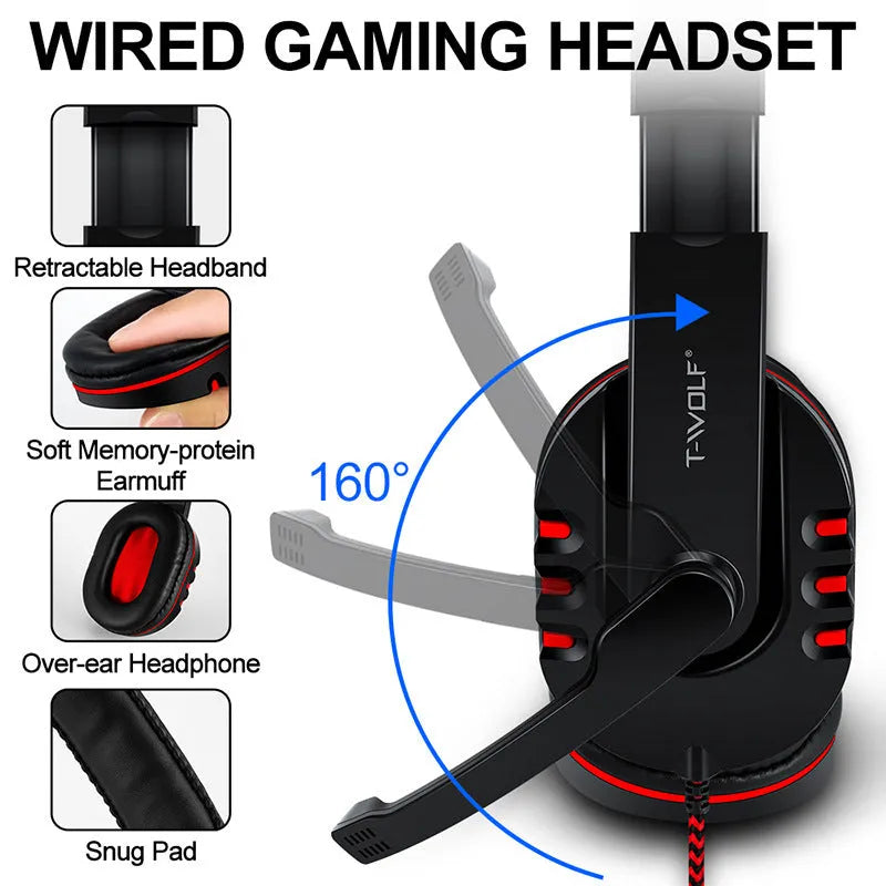 Thunder Wolf gaming keyboard and mouse set with luminous keyboard, optical mouse, headset and large mouse pad
