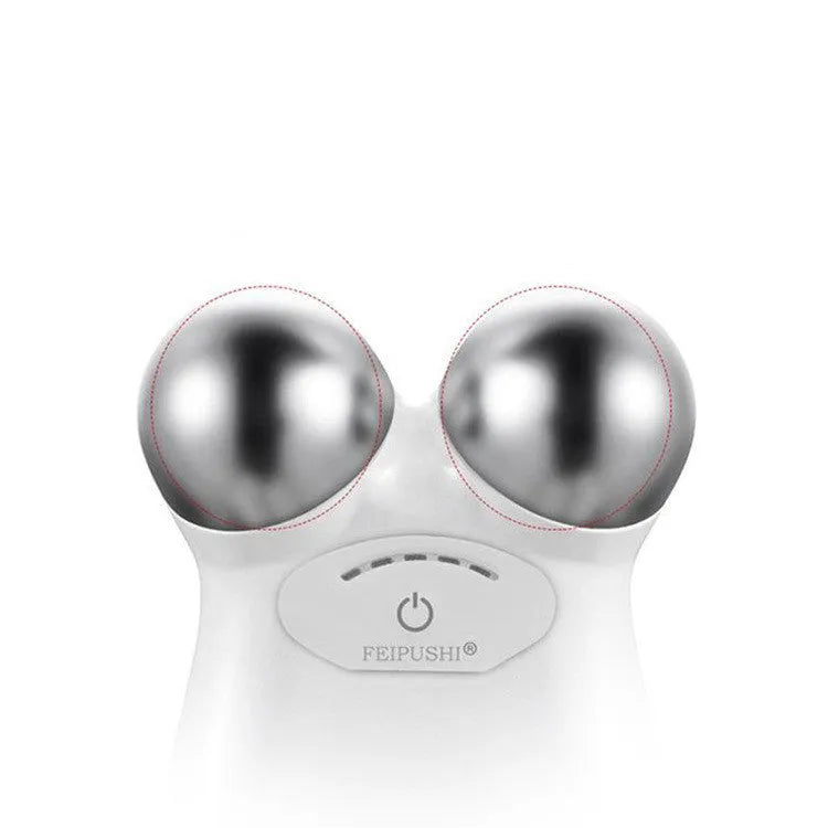 Pink micro current facial lifting device with compact shape on white background