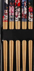 Japanese style bamboo chopsticks with five-colour patterns in gift box packaging