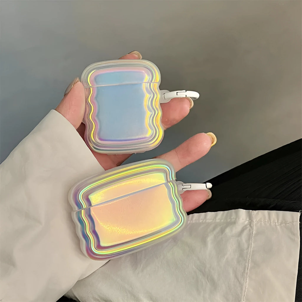 Silicone case with laser-cut magic laser and ring pattern for AirPods Pro 2, AirPods 3, Pro, and 1/2 models.