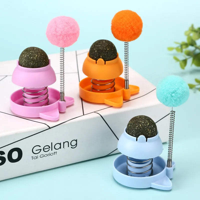 Colourful 55mm cat toy mint ball with self-hi sound for chewing and play