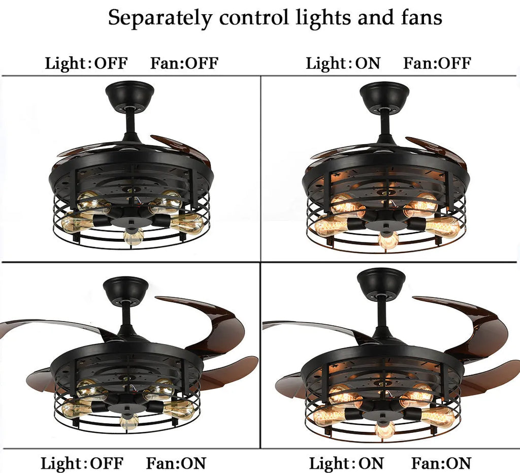 42 inch invisible ceiling fan lamp with acrylic blades and remote control