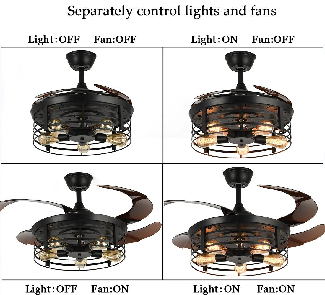 42 inch invisible ceiling fan lamp with acrylic blades and remote control