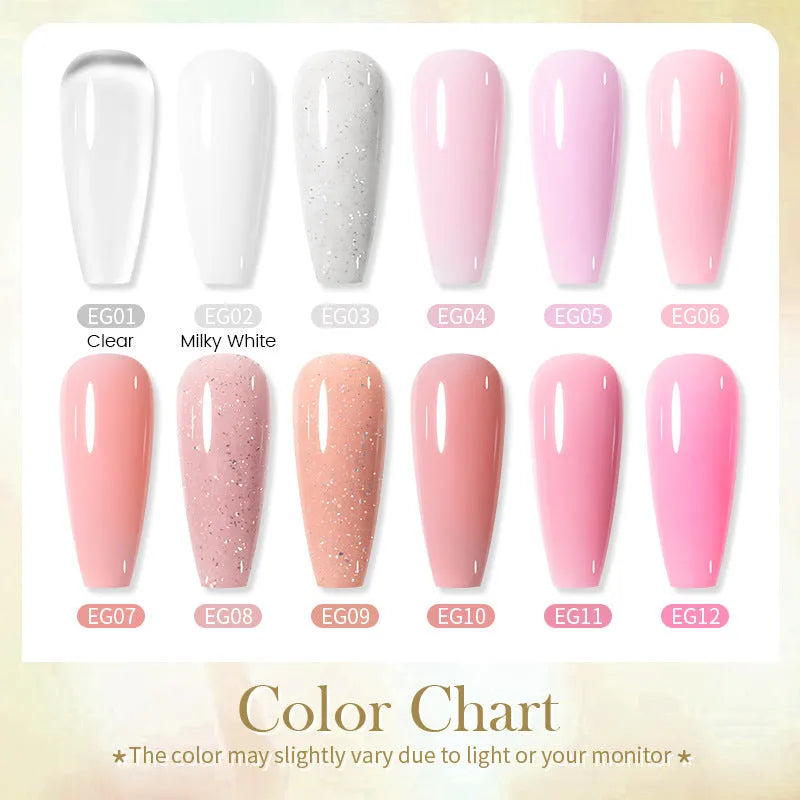30ml nail extension UV gel in transparent shade with colour options EG01 to EG10 no wash needed