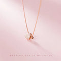 Double love necklace for women, copper geometric pendant with starry sky motif, clavicle chain, platinum finish