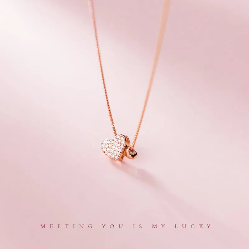 Double love necklace for women, copper geometric pendant with starry sky motif, clavicle chain, platinum finish