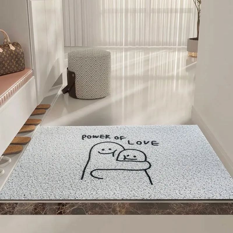 Cartoon Mr Big Nose geometric pattern PVC home floor mat in square shape