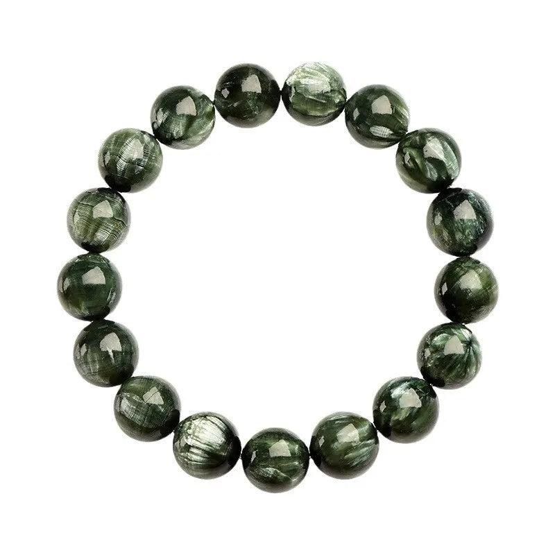 Green Dragon Crystal bracelet with round beads featuring Ruyi element design