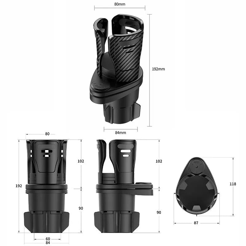 Upgraded universal car cup holder accessory in carbon fibre or matte black ABS plastic