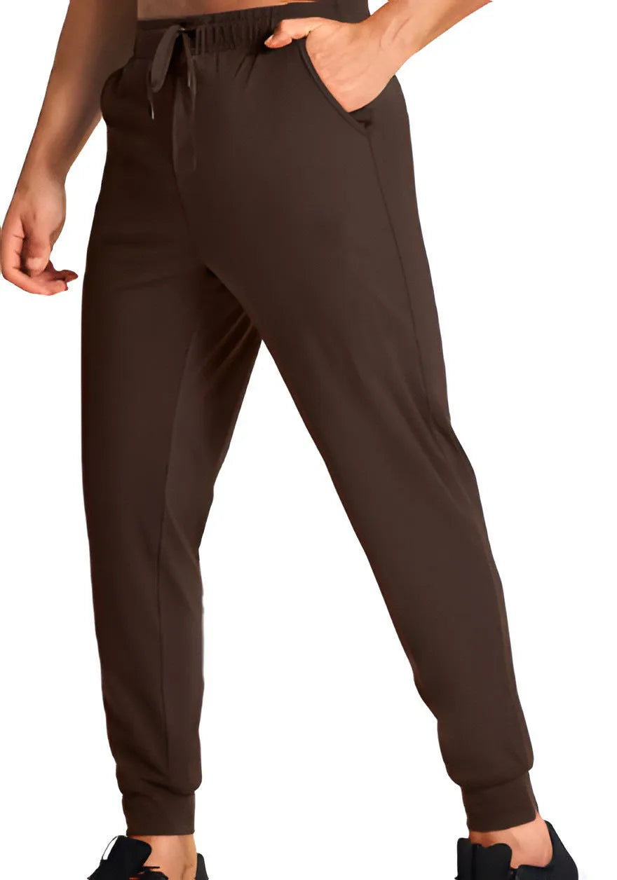 Men's loose fit casual trousers in solid colour made from polyester fabric