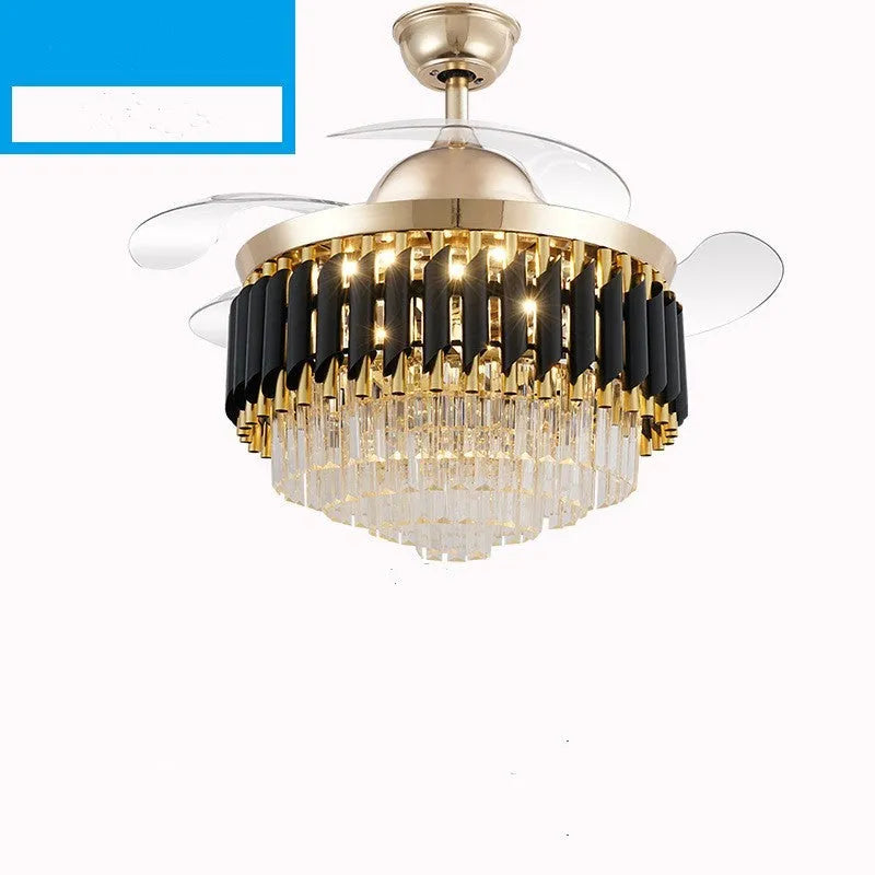 Crystal chandelier ceiling fan light with remote control in 42 or 48 inch diameter options