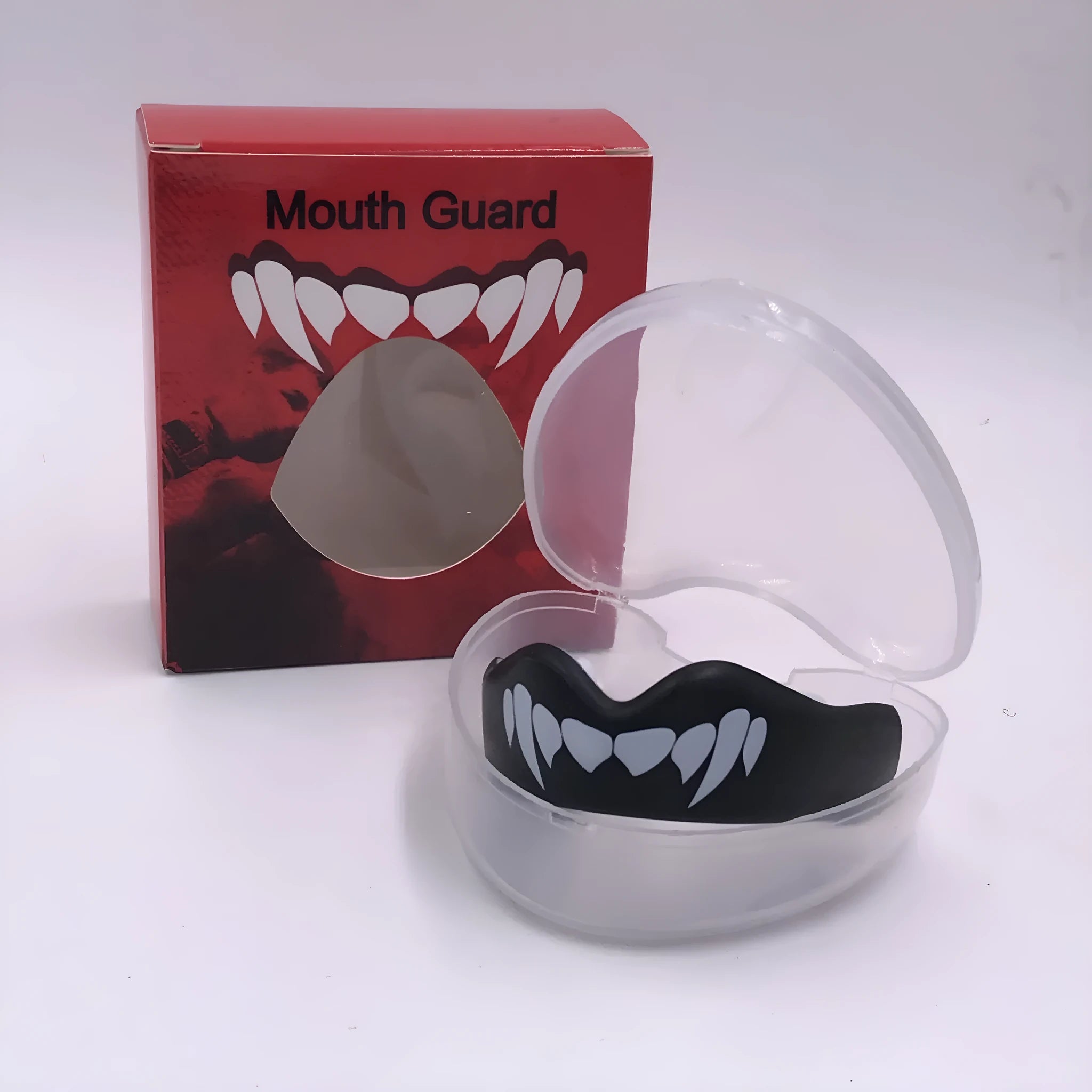 Adult boxing mouthguard with printed tooth design in multiple colour options for martial arts training