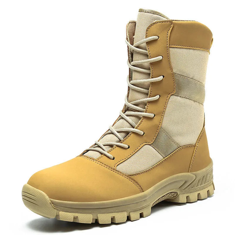 Men's black mesh high-top Martin boot with sports styling and totem detail on side.