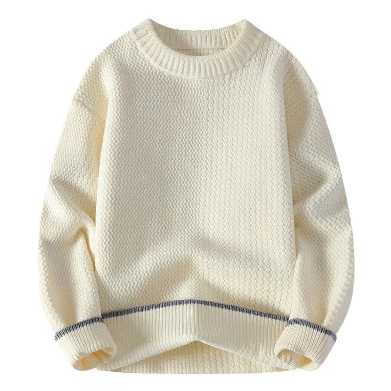 Men's loose pullover sweater round neck long sleeve chemical fibre blend autumn casual wear