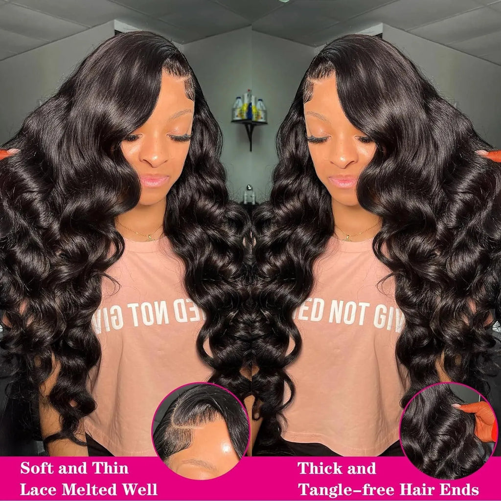 Black M1613 22-inch curly full-head wig for ladies on a display.