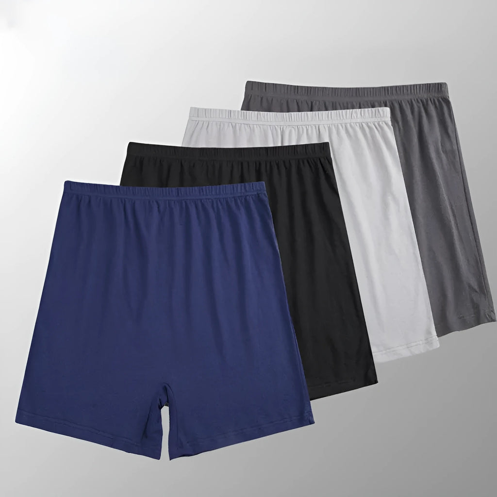 Men's solid colour modal boxer shorts in black, shown flat, highlighting the high-waisted design.