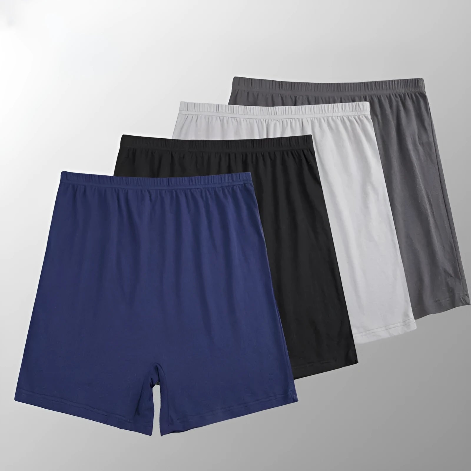 Men's solid colour modal boxer shorts in black, shown flat, highlighting the high-waisted design.