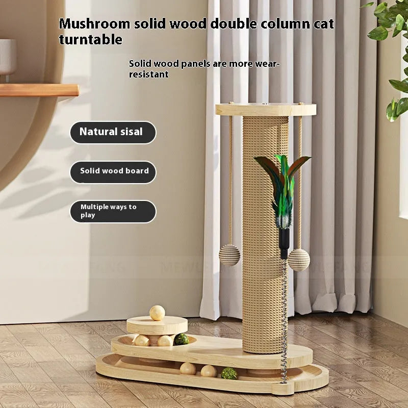 Solid wood cat turntable scratching post climbing frame furniture in multiple design options