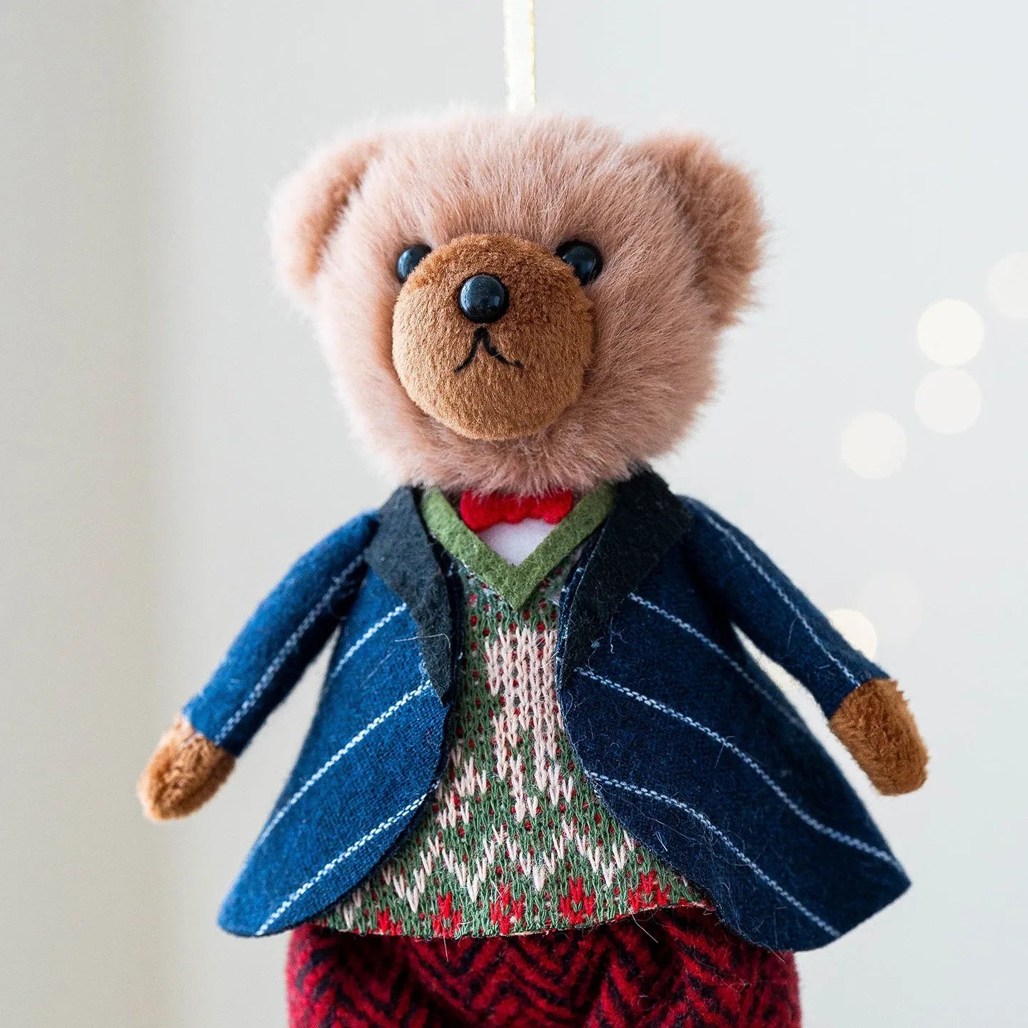 Plush bear doll couple set in cotton cloth with gentleman and princess bear cartoon designs featuring plaid patterns