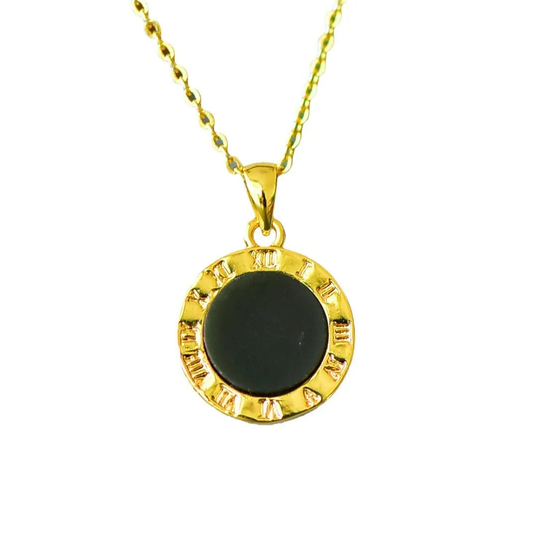 Natural Hetian Jade pendant with copper inlaid details on necklace chain