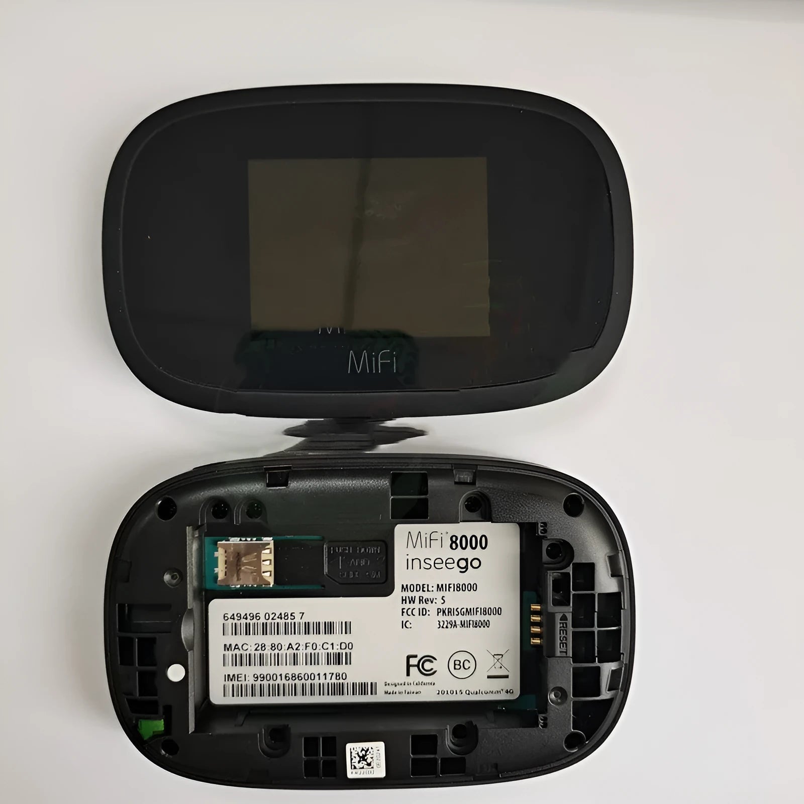 Black mifi8000 portable 4G wireless router with compact dimensions