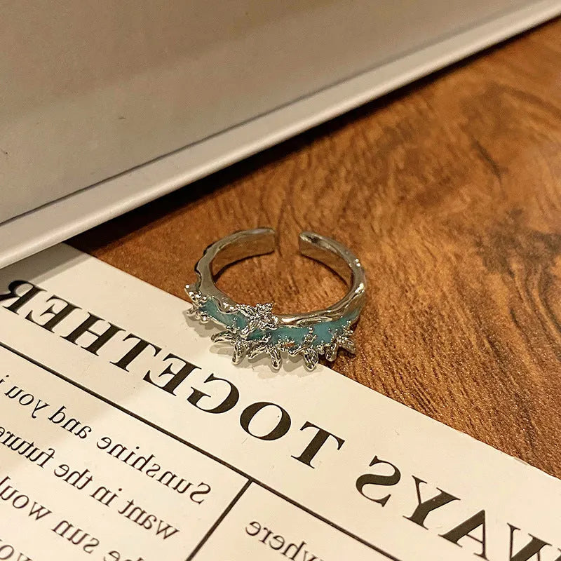 Copper women's butterfly ring with drip oil finish showing simple design and numbered style options
