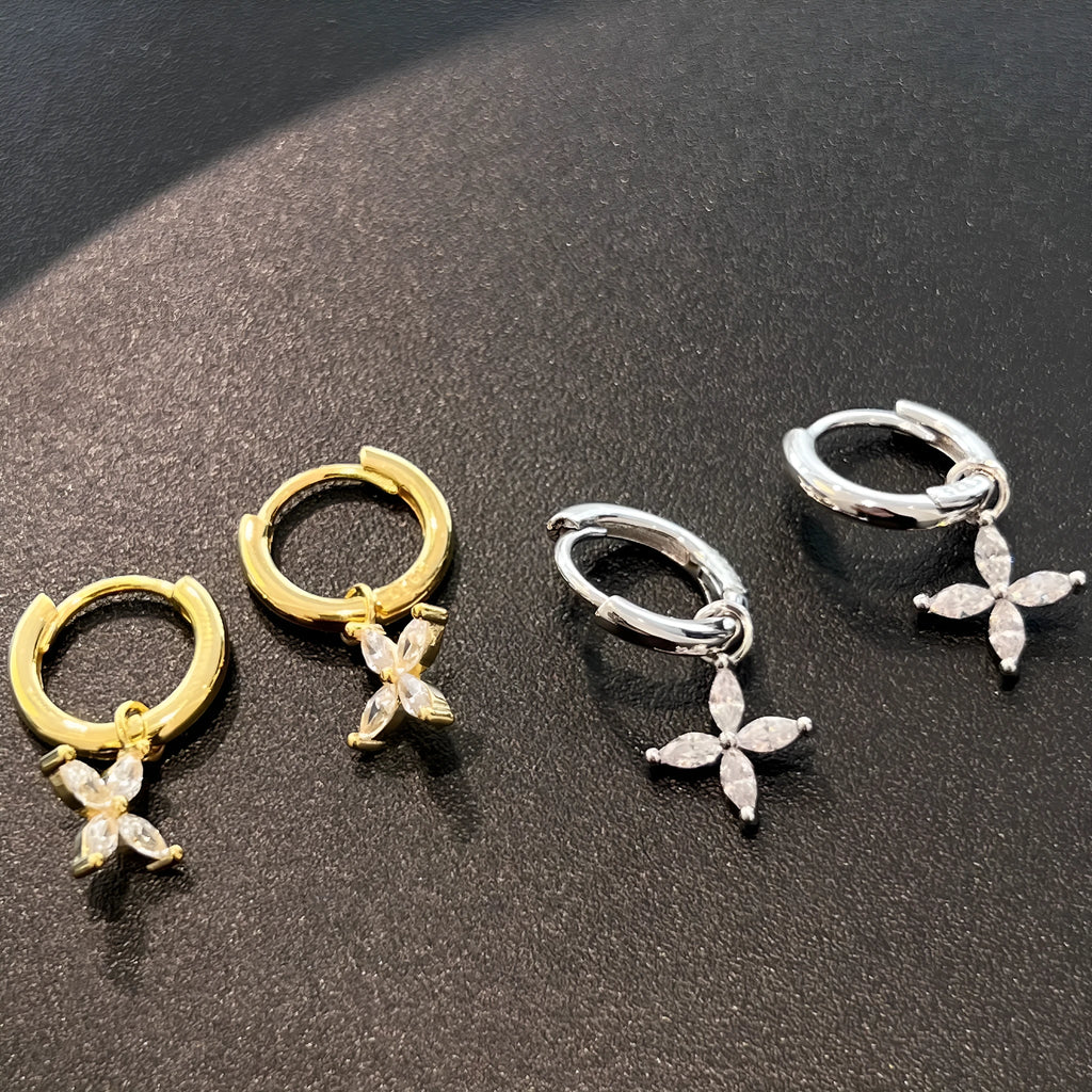 S925 sterling silver flower earrings for women in gold colour option