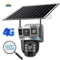 V380 4G outdoor monitor camera with solar panel, 10x zoom, and night vision in ABS plastic housing