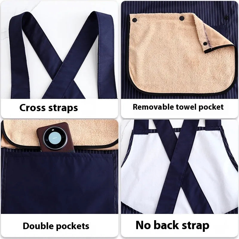 Kitchen household composite waterproof apron in free size, polyester material, colour black