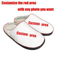 Pattern printed flannel slippers with a textured TPR rubber sole, shown in a customisable colour.