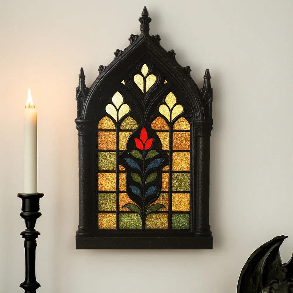 Black wooden Gothic style door frame wall mounted storage rack in three sizes