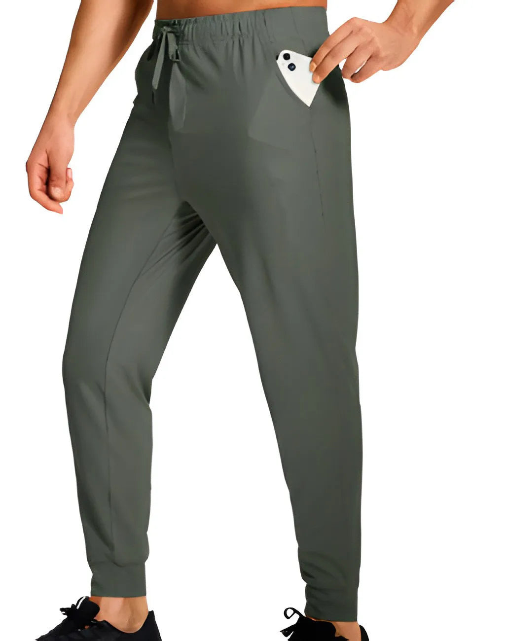 Men's loose fit casual trousers in solid colour made from polyester fabric