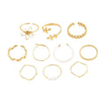 Gold-tone openwork floral ring with a glossy electroplated finish on an alloy band.